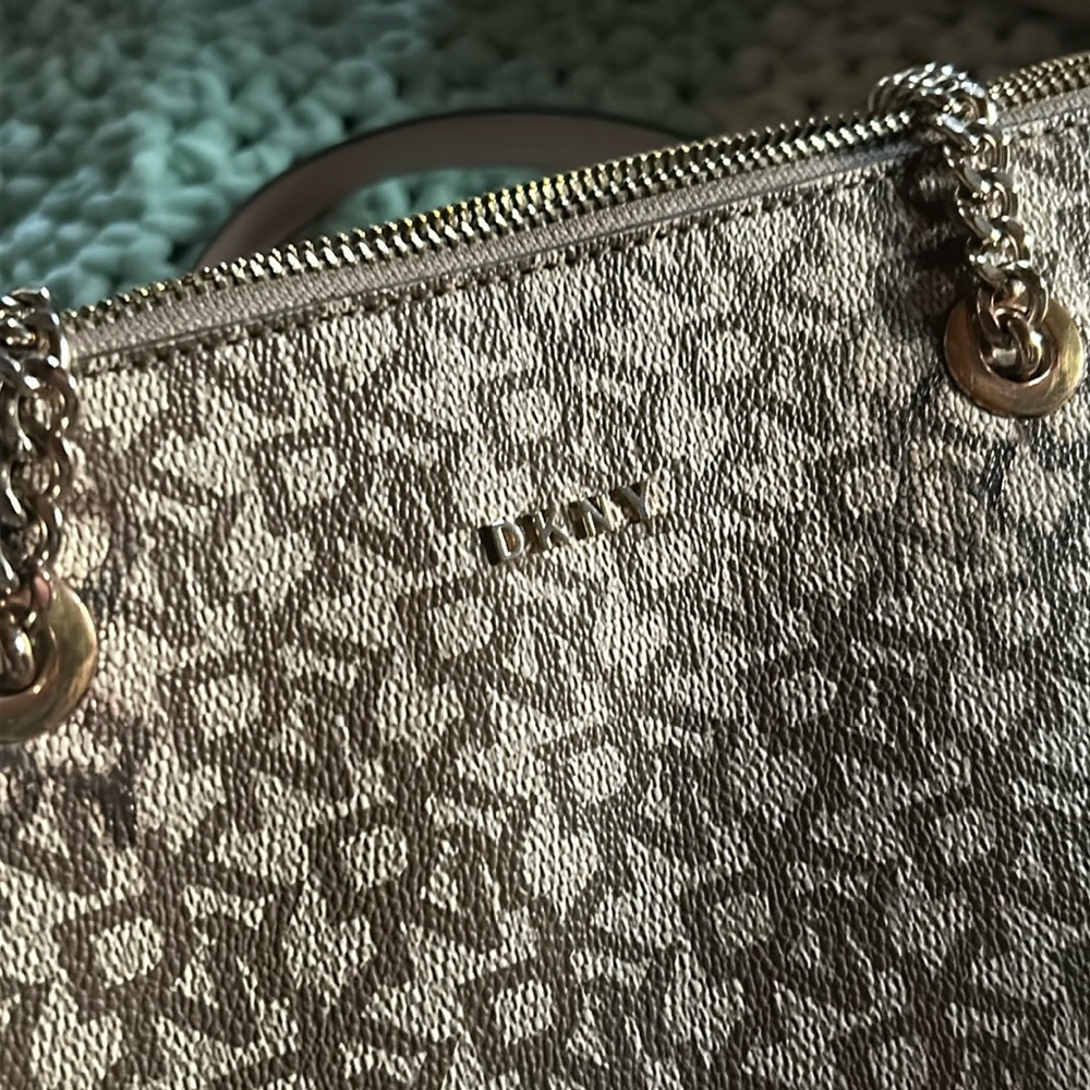 DKNY Gigi Tote Bag Blush Pink and Tan Chain Strap
